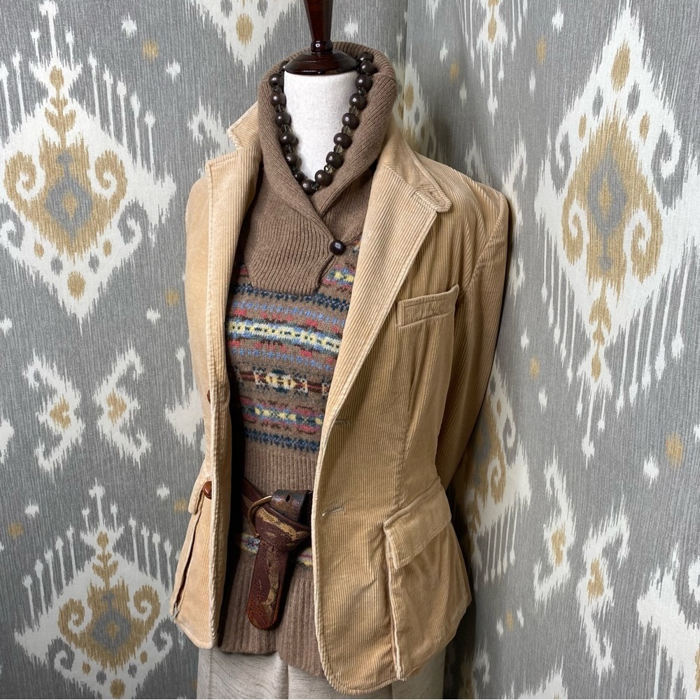 Ralph Lauren Blue Label Sand Cotton Stretch Corduroy Blazer